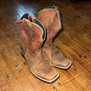 Ariat boys embroidered brown western 3.5 cowboy boots